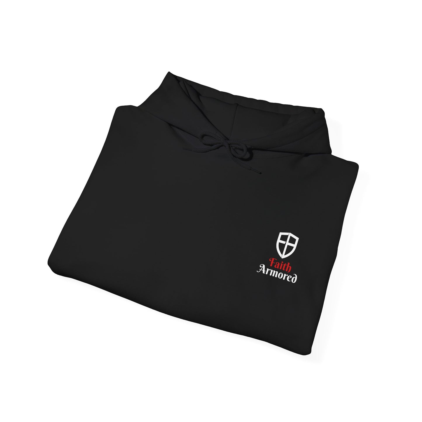 Crusader Shield Hoodie — Medieval Cross Emblem with Inspirational Scriptures