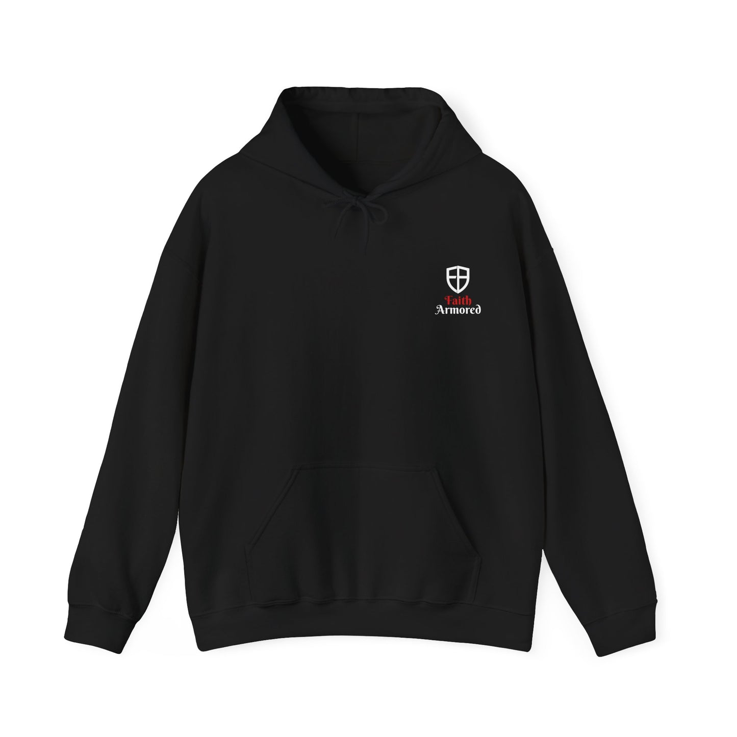 Crusader Shield Hoodie — Medieval Cross Emblem with Inspirational Scriptures